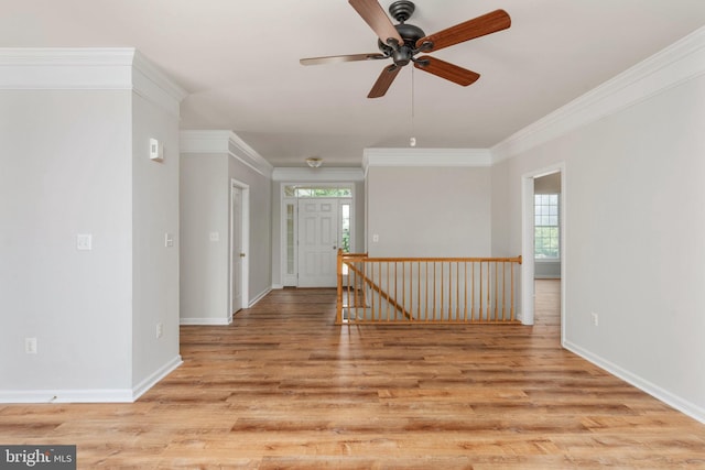 35510 Somerset Ridge Rd, Locust Grove, VA 22508 - unfurnished room with light wood finished floors, crown molding, and ceiling fan