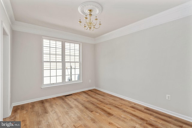 35510 Somerset Ridge Rd, Locust Grove, VA 22508 - spare room featuring a chandelier, light wood-style floors, and crown molding