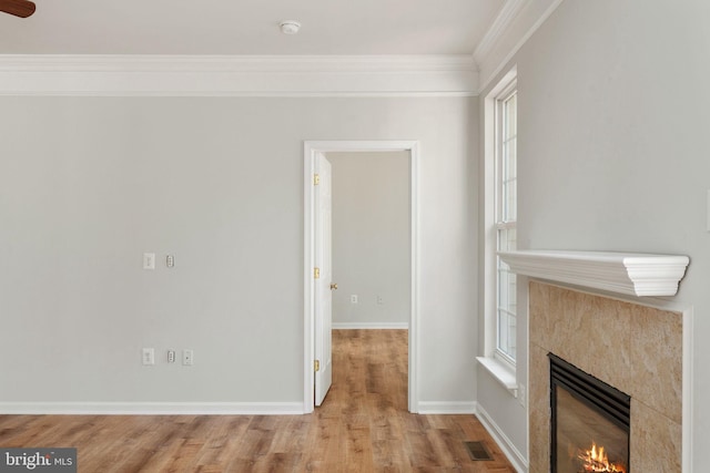 35510 Somerset Ridge Rd, Locust Grove, VA 22508 - unfurnished living room with a fireplace, wood finished floors, ornamental molding, and healthy amount of natural light