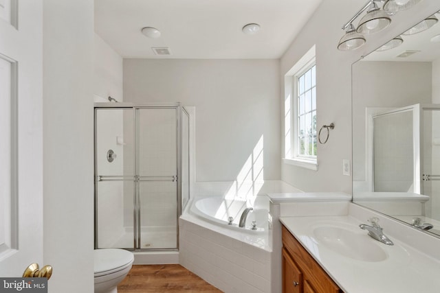 35510 Somerset Ridge Rd, Locust Grove, VA 22508 - full bath with vanity, a garden tub, a stall shower, and wood finished floors