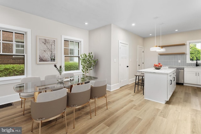 26 Jefferson Rd, Princeton, NJ 08540 - dining area featuring baseboards, light wood-type flooring, and recessed lighting