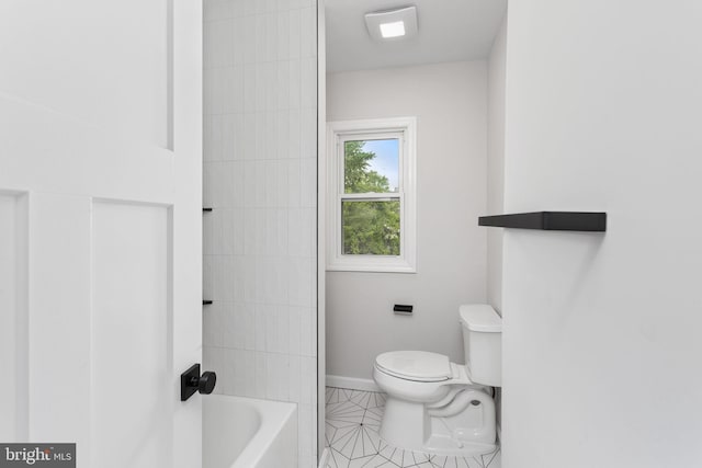 26 Jefferson Rd, Princeton, NJ 08540 - bathroom with toilet, tile patterned floors, baseboards, and bathtub / shower combination