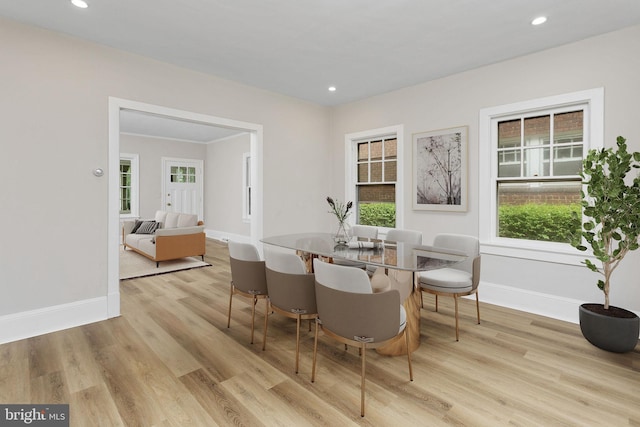 26 Jefferson Rd, Princeton, NJ 08540 - dining space with light wood-style flooring, baseboards, and recessed lighting
