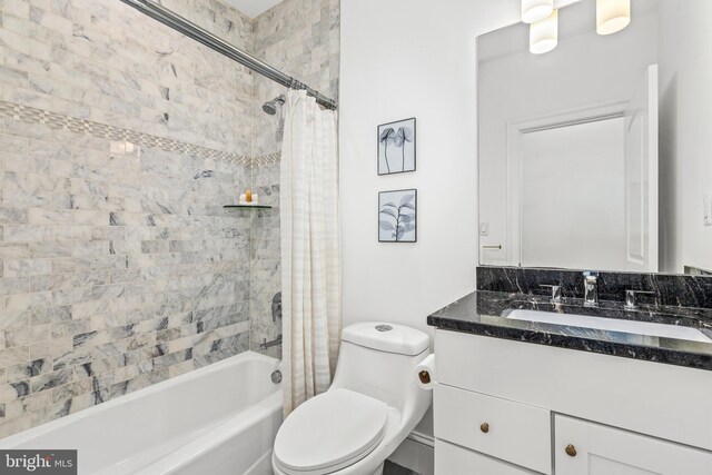 1235 S St NW Unit 1, Washington, DC 20009 - bathroom with vanity, shower / bathtub combination with curtain, and toilet