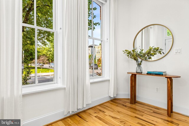1235 S St NW Unit 1, Washington, DC 20009 - doorway to outside featuring baseboards, wood finished floors, and healthy amount of natural light