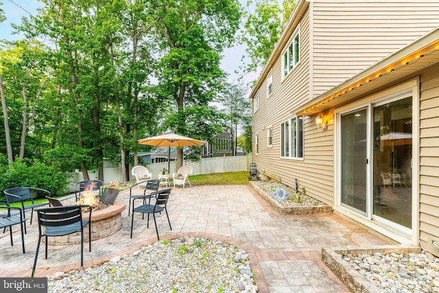 19 Hollybrook Way, Voorhees, NJ 08043 - view of patio / terrace with an outdoor fire pit