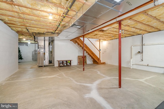 349 Lexington Way, Littlestown, PA 17340 - unfinished below grade area with stairs and concrete block wall
