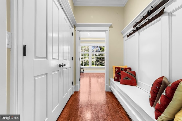 4491 Province Line Rd, Princeton, NJ 08540 - hallway featuring dark wood-style flooring and ornamental molding