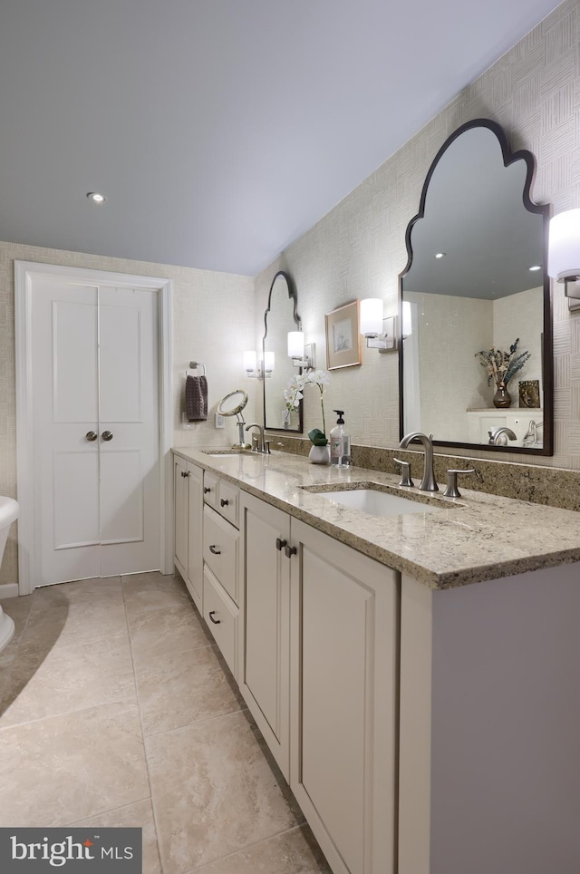 110 N Duke St Unit 201, Lancaster, PA 17602 - full bathroom with double vanity and tile patterned floors