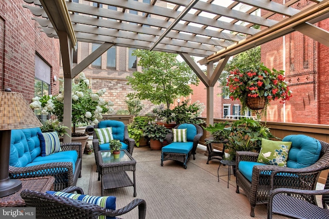 110 N Duke St Unit 201, Lancaster, PA 17602 - view of patio / terrace featuring an outdoor hangout area and a pergola