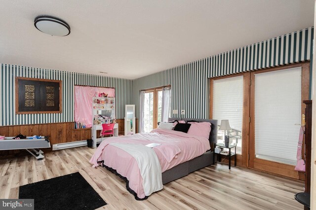 1492 Cumberland Dr, Rockingham, VA 22801 - bedroom featuring wood finished floors, a baseboard heating unit, and wallpapered walls