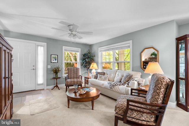 9718 Winery Ct Unit 9718, Gaithersburg, MD 20879 - living room with baseboards, a ceiling fan, and light colored carpet