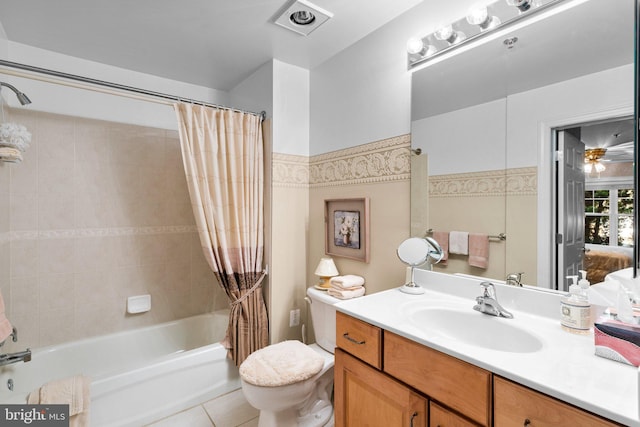 9718 Winery Ct Unit 9718, Gaithersburg, MD 20879 - bathroom featuring shower / bath combination with curtain, toilet, vanity, and tile patterned floors