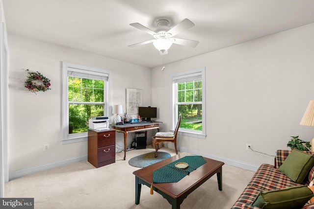 9718 Winery Ct Unit 9718, Gaithersburg, MD 20879 - office area with baseboards, a ceiling fan, and light colored carpet