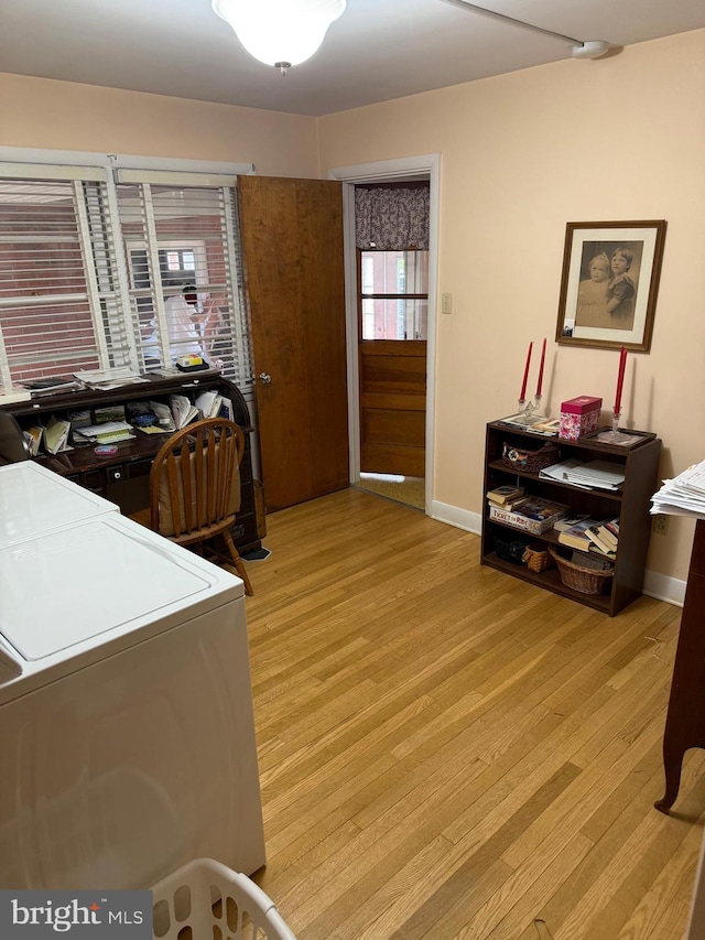 228 S Forge Rd, Palmyra, PA 17078 - office featuring light wood-style flooring, baseboards, and washer / dryer