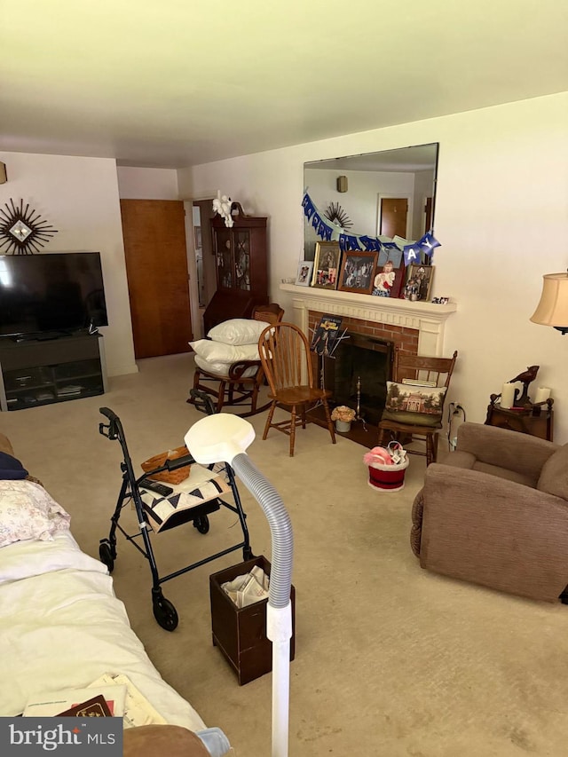 228 S Forge Rd, Palmyra, PA 17078 - living room featuring carpet and a fireplace