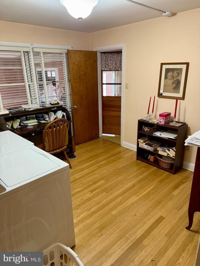 228 S Forge Rd, Palmyra, PA 17078 - office space with light wood finished floors, baseboards, and washer / clothes dryer