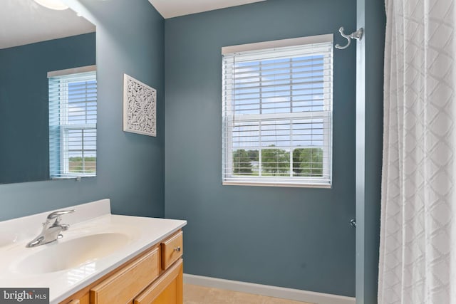 1900 Preserve Ln, Palmyra, PA 17078 - bathroom with vanity, tile patterned floors, and curtained shower