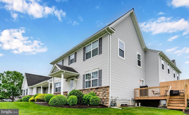 1900 Preserve Ln, Palmyra, PA 17078 - view of front of house with a deck and stone siding