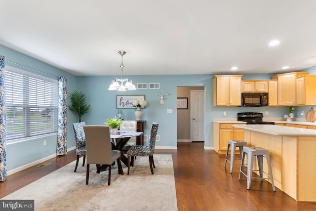 1900 Preserve Ln, Palmyra, PA 17078 - dining room with recessed lighting, dark wood-style floors, and a chandelier