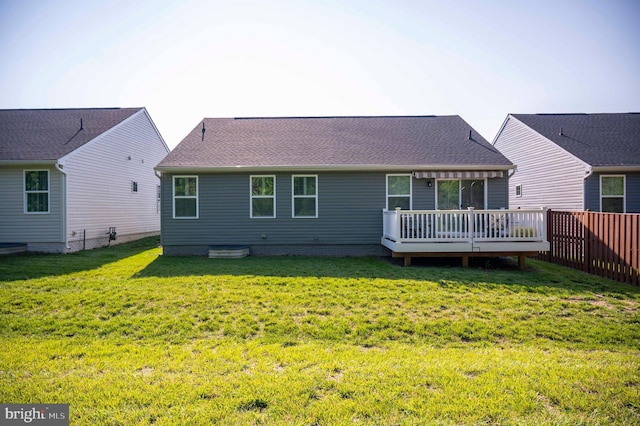 189 Massie St, Stephens City, VA 22655 - rear view of house featuring a wooden deck, a yard, and a shingled roof