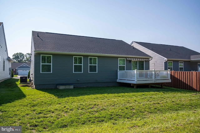 189 Massie St, Stephens City, VA 22655 - rear view of property with a deck, central AC unit, and roof with shingles