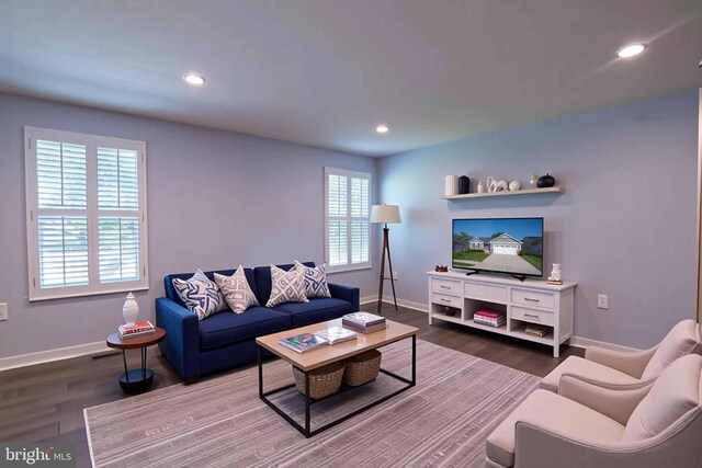 189 Massie St, Stephens City, VA 22655 - living area featuring healthy amount of natural light, baseboards, wood finished floors, and recessed lighting