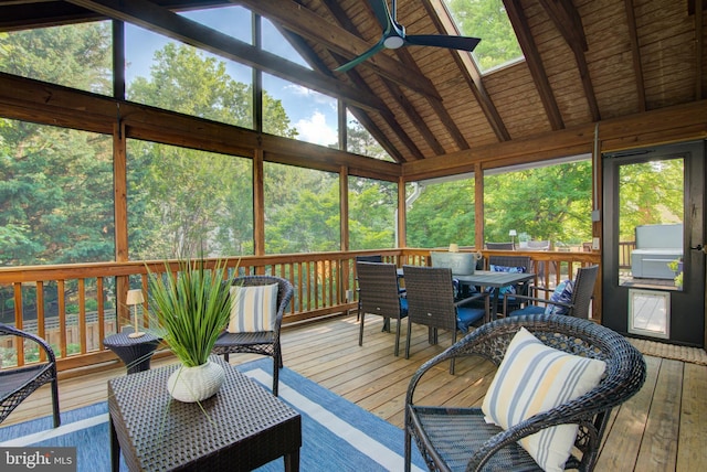 12013 Cheviot Dr, Herndon, VA 20170 - sunroom / solarium with outdoor dining area and ceiling fan