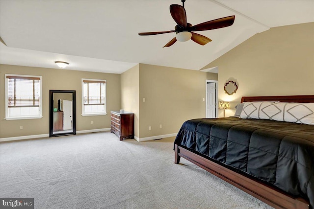 17 N Carolina Ave, Reading, PA 19608 - carpeted bedroom with baseboards, lofted ceiling, and a ceiling fan
