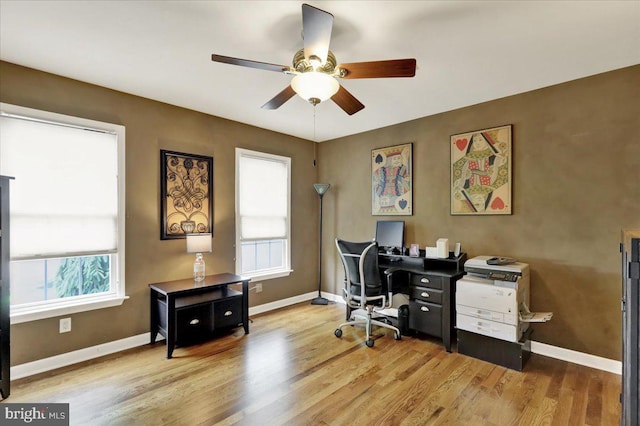 17 N Carolina Ave, Reading, PA 19608 - office with a ceiling fan, light wood-style flooring, and baseboards