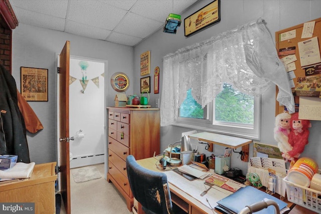 1322 Brooke Blvd, Reading, PA 19607 - home office with baseboard heating and a drop ceiling