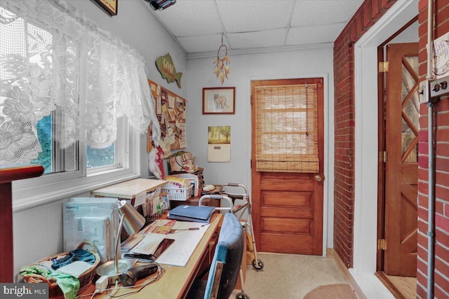 1322 Brooke Blvd, Reading, PA 19607 - carpeted office with a drop ceiling and brick wall