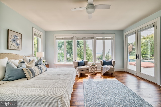 6153 Long Point Rd, Neavitt, MD 21652 - bedroom with multiple windows, access to exterior, french doors, and hardwood / wood-style floors