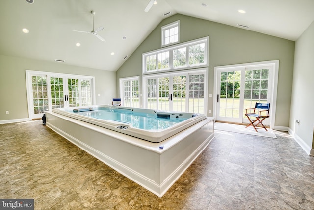 6153 Long Point Rd, Neavitt, MD 21652 - view of pool featuring a ceiling fan and an indoor hot tub