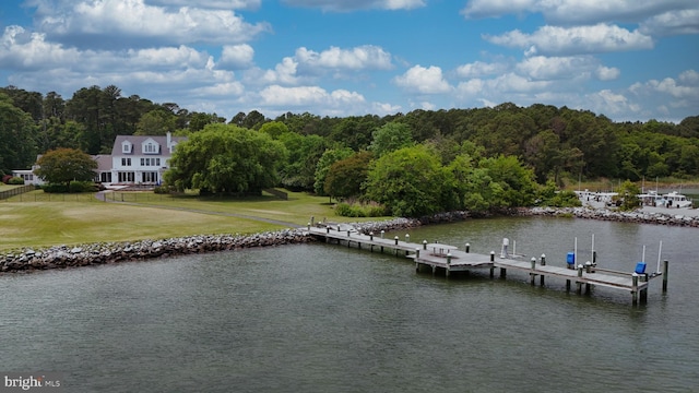 6153 Long Point Rd, Neavitt, MD 21652 - dock with a water view, a lawn, and a wooded view