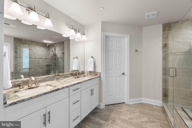 766 Chatelaine Ct, Eldersburg, MD 21784 - full bathroom featuring double vanity and a shower stall