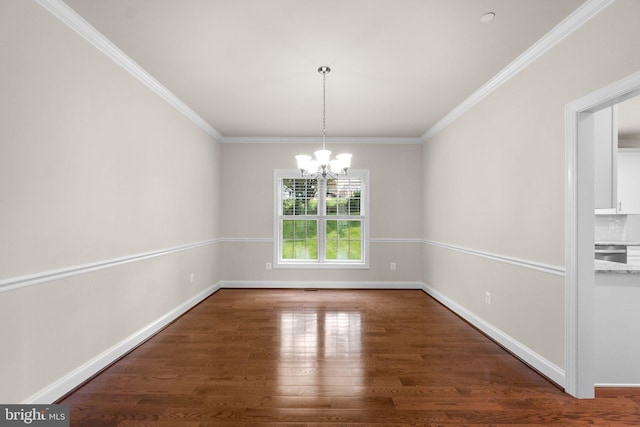 766 Chatelaine Ct, Eldersburg, MD 21784 - unfurnished room with a chandelier, wood finished floors, and crown molding
