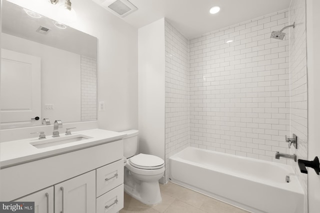 4335 Harrison St NW Unit 2, Washington, DC 20015 - bathroom featuring vanity, toilet, tub / shower combination, recessed lighting, and tile patterned floors
