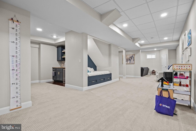 2 Woodfern Ave, Ewing, NJ 08628 - recreation room featuring carpet floors, a raised ceiling, and recessed lighting