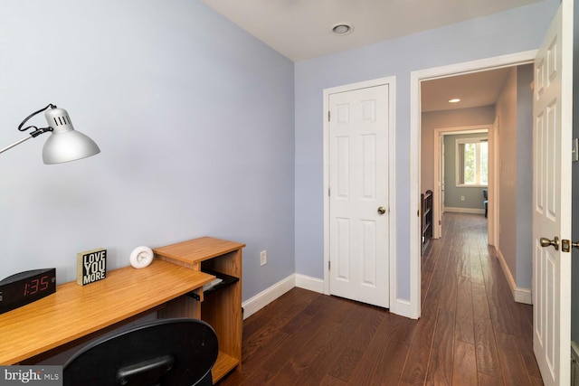 8627 Gilbert St, Philadelphia, PA 19150 - office featuring dark wood-style flooring, baseboards, and recessed lighting