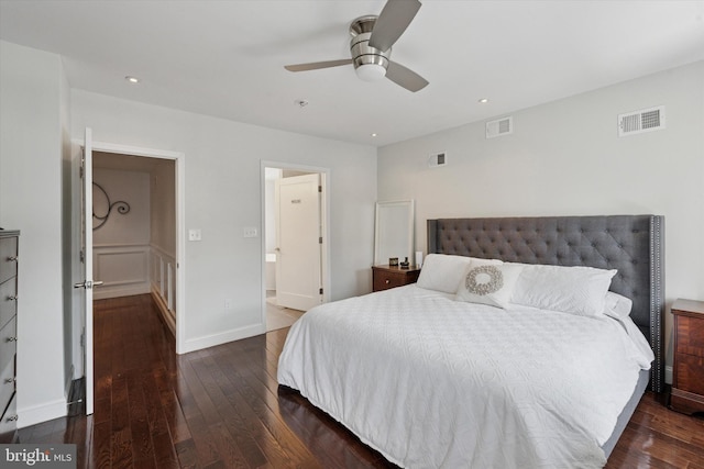 1537 S 2nd St, Philadelphia, PA 19147 - bedroom featuring wood-type flooring, baseboards, recessed lighting, ensuite bathroom, and a ceiling fan