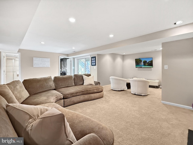 13225 Manor S, Mount Airy, MD 21771 - living room featuring light colored carpet, recessed lighting, and baseboards