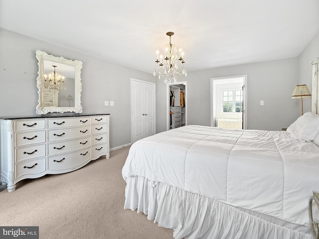 13225 Manor S, Mount Airy, MD 21771 - bedroom featuring a chandelier, light colored carpet, a closet, and connected bathroom