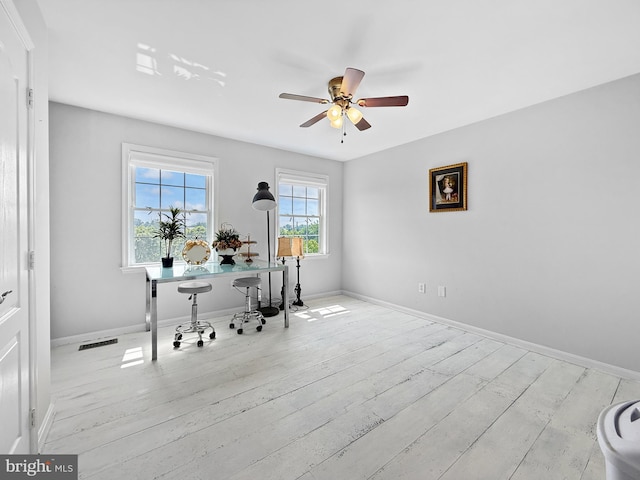 13225 Manor S, Mount Airy, MD 21771 - office area featuring a ceiling fan, wood finished floors, and baseboards