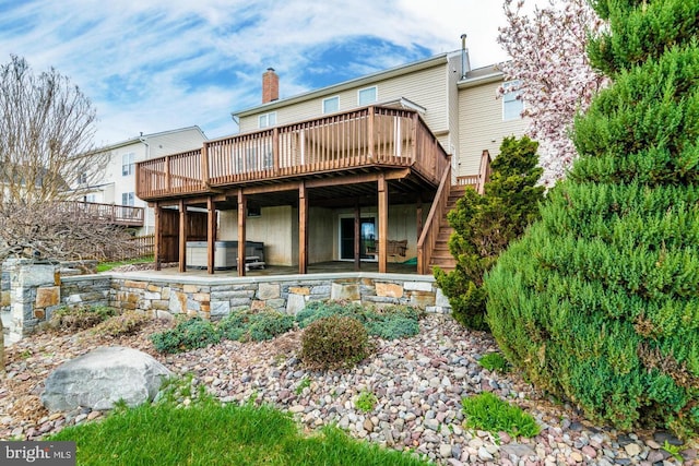 13225 Manor S, Mount Airy, MD 21771 - back of property featuring a hot tub, a deck, stairs, and a patio area