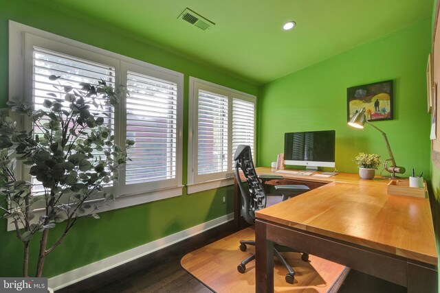 323 N Patrick St, Alexandria, VA 22314 - office space with wood finished floors, vaulted ceiling, recessed lighting, and baseboards