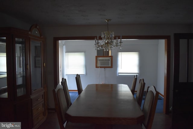 6525 Nomini Hall Rd, Hague, VA 22469 - dining area featuring a chandelier, plenty of natural light, and a wall mounted air conditioner