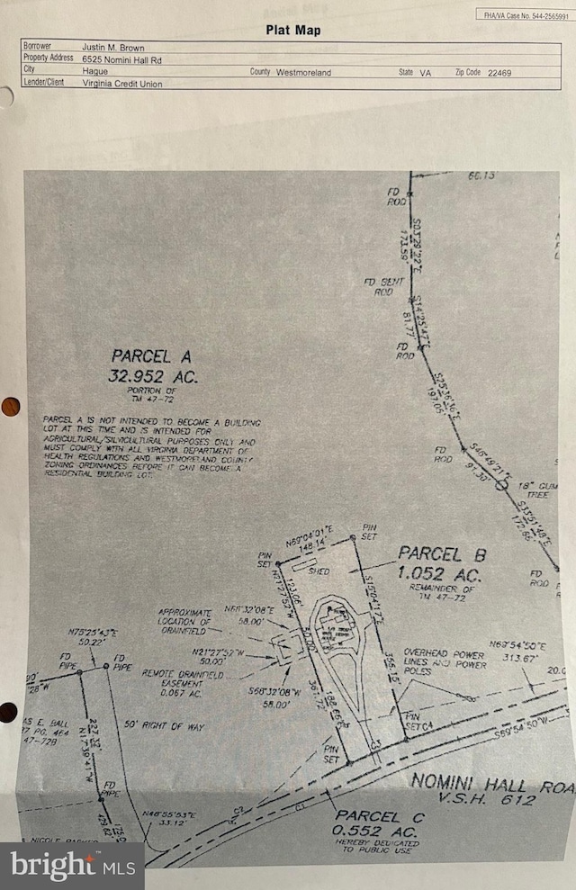 6525 Nomini Hall Rd, Hague, VA 22469 - survey map / technical document
