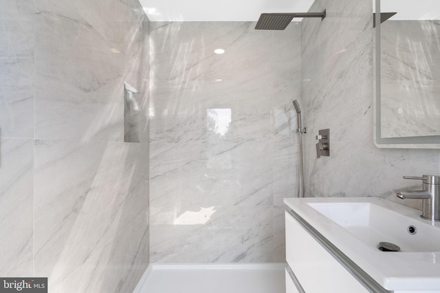 3750 Wheatsheaf Rd, Huntingdon Valley, PA 19006 - full bathroom featuring vanity and a marble finish shower