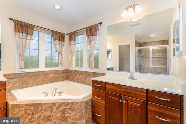 168 Joshua Dr, Hanover, PA 17331 - bathroom featuring vanity, a garden tub, and a shower stall